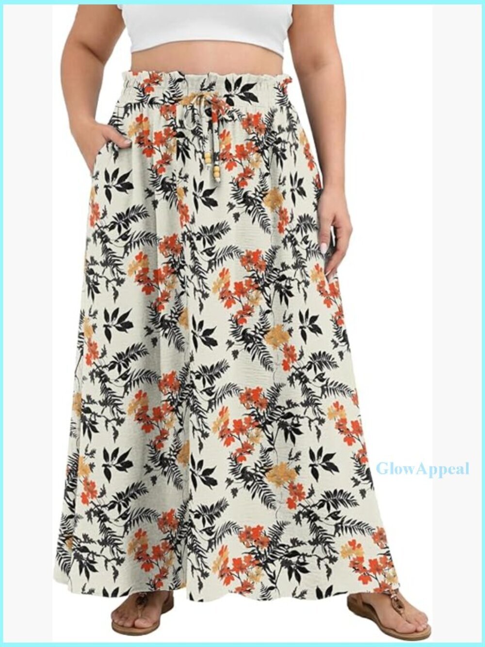 Plus Size Maxi Skirt with Pockets Elastic Waist A-Line Swing